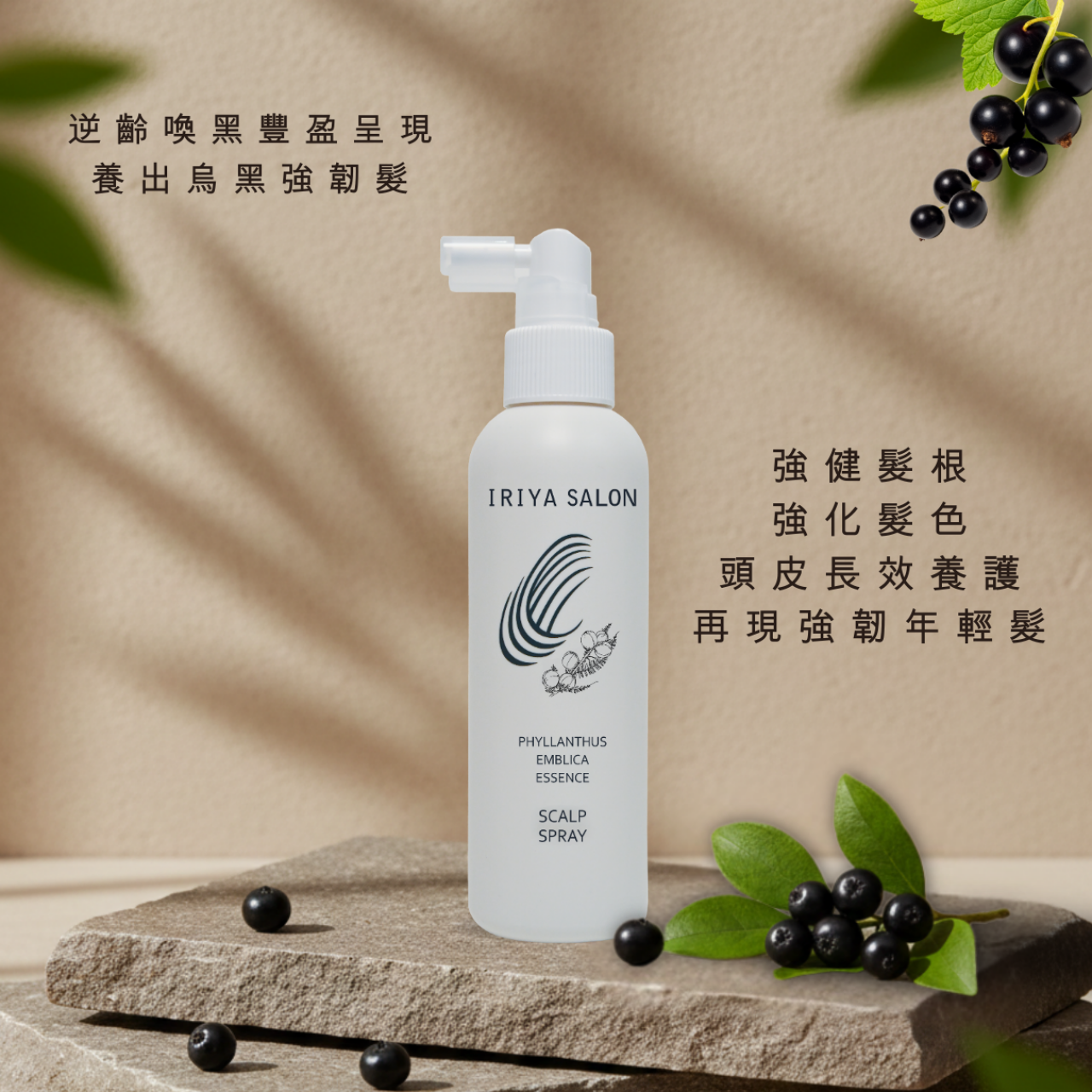 IRIYA伊麗雅沙龍黑醋栗喚黑賦活養髮液160ML(買3送9小瓶)